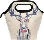 Mydaily Lunch Box Hipster Deer Funny Animal Reusable Insulated School Lunch Bag for Women Kids