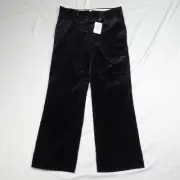 Theory Velour Capris Pants Women's Size 00 Black Flat Front Slash Pocket NWT