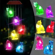 Cat Solar Wind Chimes Light,Solar Cat Wind Chimes for Outside,Cat Solar Light