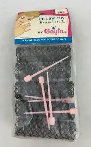 Vtg Gayla Hair Rollers 10 Rollers & Pink Pins, “Pillow Tip” Large Curlers NEW