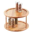 Home Basics Bamboo 2 Tier Lazy Susan Turntable Storage Organizer 10" x 7.5"