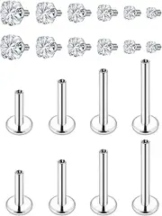 [Lcolyoli] Medusa Piercing Jewelry Stainless Steel Labret Jewelry Monroe Lip Rings Different Size Tragus Nail Conch Cartilage Forward Helix Earring Stud Bar Length 6mm 8mm 10mm 12mm