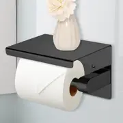 Traderight Toilet Paper Holder Roll Bath Tissue Storage Hook Rack 304 Stainless Steel Black