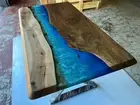 48"x30" Handmade Epoxy Resin Table Luxury Wooden & Resin Table for Living Room