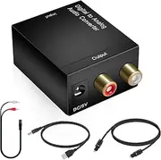 Digital Optical Coax to Analog Stereo Audio L/R Converter Adapter with Optical Cable RCA Cable