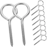 SOLUSTRE 1set Self-Tapping Screws Screws Eye Bolts Pendant Eye Spike Metal Stainless Steel Silver 10pcs
