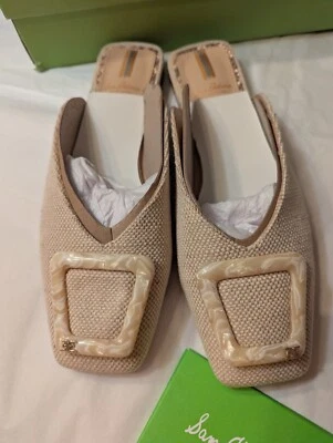 Sam Edelman Women's Lavina Flat Mule, Natural Linen Beige, Size: US 7.5M