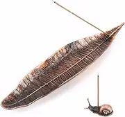 Kintiva Leaf & Snail Zinc Alloy Incense Holder, Natural Design Ash Catcher for Sticks (Green)