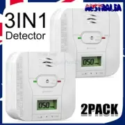 3in1 Detector LCD Display Smoke Detector & Carbon Monoxide Alarm Battery 2PCS