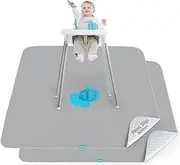 Biloban Splat Mat 2 Pack for Under High Chair & Arts Crafts Eating Mess, Waterproof Baby Playtime Anti-Slip Floor or Table, Reusable Portable Splash 42'' x46'', Grey