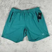 RVCA Yogger Stretch Men Size 2XL Gym Athletic Elastic Drawstring Teal Shorts NEW