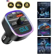 Bluetooth FM Transmitter Car Adapter Wireless Charging Hands-Free Calls 48W