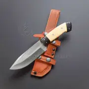 Rare!!! Handmade Full Tang D2 Camper Textured Bone Micarta Combat Bowie Knife