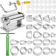 Polymer Clay Roller Set - Clay Press Machine with Clay Extruder Tool Kit, Clay Earring Cutters Set Stainless Steel Non-Stick Polymer Clay Tools and Supplies for Art Craft Modeling Clay Fondant
