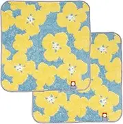 Nishio IBT-302-03-2P Imabari Towel Certified Hand Towel, Set of 2, Made in Japan, 100% Cotton, 7.9 inches (20 cm), Double-Sided Pile, Water Absorbent, Flower Pattern, Imabari Mini Towel Handkerchief