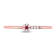 10kt Rose Gold Round Ruby Diamond Stackable Band Ring 1/20 Cttw