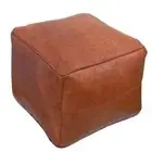 Leather Pouf Ottoman Handmade Moroccan Footstool Pouffe Genuine Square Unstuffed
