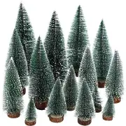 12 Pieces Miniature Christmas Tree Mini Pine Tree, 4 Sizes Christmas Sisal Bo...