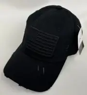 American Flag Distressed Plain Dad Black Unisex Adjustable Baseball Cap Hat