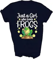 [TiQi] Just A Girl Who Loves Frogs for Girls Toad Frog Lovers Zookeeper Gift Unisex Shirt Women Men