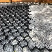 qwmvhfg, Black Plastic Paver Grid for Patio Path Easy to Install & Cut 2 Inch High Honeycomb Design Size: 5x7m/16.5x23ft(200x800cm/6.5x26ft)
