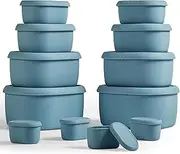 [ISSEVE] 12Pcs/Set Nesting Silicone Food Storage Containers with Lids, BPA Free Reusable Meal Prep Silicone Containers Airtight, Freezer Dishwasher Safe (33.8oz, 20oz, 10oz, 6.7oz, 1.3oz) (Blue)