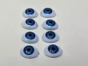 4 Pair VTG Zims 9mm Iris Realistic Blue Oval Plastic Human Dolly Eyes Crafts
