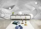 3D Geometry Stereoscopic Grey Self-adhesive Removeable Wallpaper Wall Mural