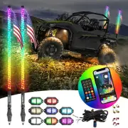 2x 3FT RGB LED Whip Lights+Rock Lights+Turn Signal Wire For Polaris RZR Turbo R