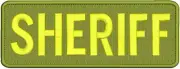 sheriff embroidery patches 3x8 hook on back yellow letters Od green