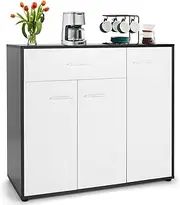Costway Buffet Cabinet, Wood White Kitchen Sideboard with Spacious Table Top, 2 Door Cabinets, Large Drawer, Adjustable Shelf, Anti-Toppling Device, Console Table for Home Living Room