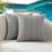 Outdoor Waterproof Throw Pillow Covers 16" x 16" (Pack of 2) Grey and Purple