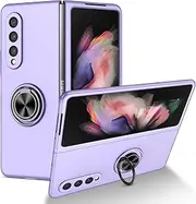 [Lzzox] for Samsung Galaxy Z Fold 6 Case Fold6 Magnetic with Ring Holder Kickstand Full Protection Drop-proof shock-resistant PC Hard Back Cover (Purple)