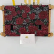 Red Roses on Bl w/Villainess Lining Scroll Dust Cover Frame-Cross Stitch/Needle