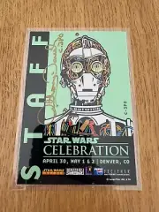 Rare STAR WARS CELEBRATION 1999 Staff Badge SIGNED by Anthony Daniels C3-PO AFA