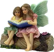 PRETMANNS Fairies for Fairy Garden - Accessories for an Outdoor or Indoor Miniature Garden – Adorable Hand-Painted Resin Figurines – 2 Sitting Sisters 1 Piece
