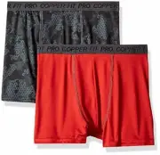 Copper Fit Boys' Big Performance Boxer Brief Two Pack, Onyx Camo/Red Rock 2, ...