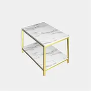 Exquisite C-S-Qing-Desk Large Storage Table, 2-Tier Marble Coffee Table Home Hotel Bedroom Nightstand Living Room Office Sofa Side Table Magazine Rack(Size:60 * 40 * 45CM,Color:D)