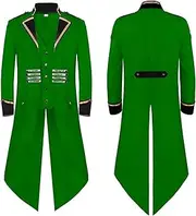 [HanzhuoLG] Men's Tuxedo Medieval Renaissance Tailcoat Jacket Steampunk Wedding Banquet Jacquard Jacket green L