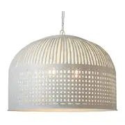 Esch 3 Light Woven Iron Strips Extra Large Pendant White - ZAF10404