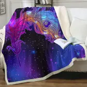 Purplish Space Feather Throw Blanket