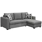 Fontana Pullout Sofa Bed with Storage Chaise Lounge Sarantino Grey