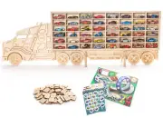 Wood Toy Car Storage Organiser – Floor/Wall Display Case Shelf Holds 48 Cars