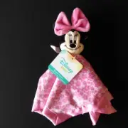 Disney Baby Plush MINNIE MOUSE Pink Security Blanket FLOWERS LOVEY NEW