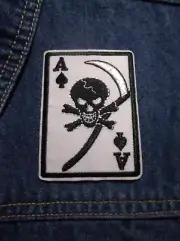 Ace of Spades Reaper Biker Motorhead Patch~3 1/4" x 2 3/8"~Embroidered~Iron~Sew