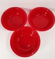 Set of 3 Red Cereal Soup Bowls 6.5" Wide Rim Bowls BPA-FREE Plastic 2.5 Cups