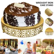 Round Gold Cake Stand Cookies Cupcake Table Dessert Display Holder Plate BV
