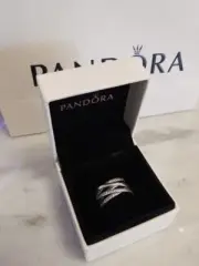 NEW Authentic Pandora 925 Ale Sparkle CZ Entwined Cocktail Large Ring 190919CZ