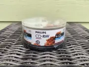 New Phillips CD-RW 700 mb 80 Min 4-12x Rewriteable 25 Discs Spindle Case