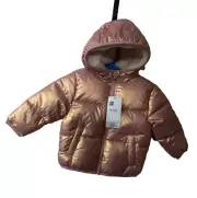 Swiss Tech Baby size 18 Months Girls Puffer Jacket with Hood Color Rose Gold